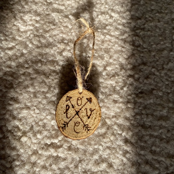 Love Wood Burned Ornament - Picture 1 of 5